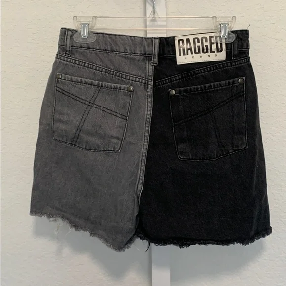 The Ragged Priest Black Gray Colorblock Jean Shorts Size Medium - Picture 4 of 10